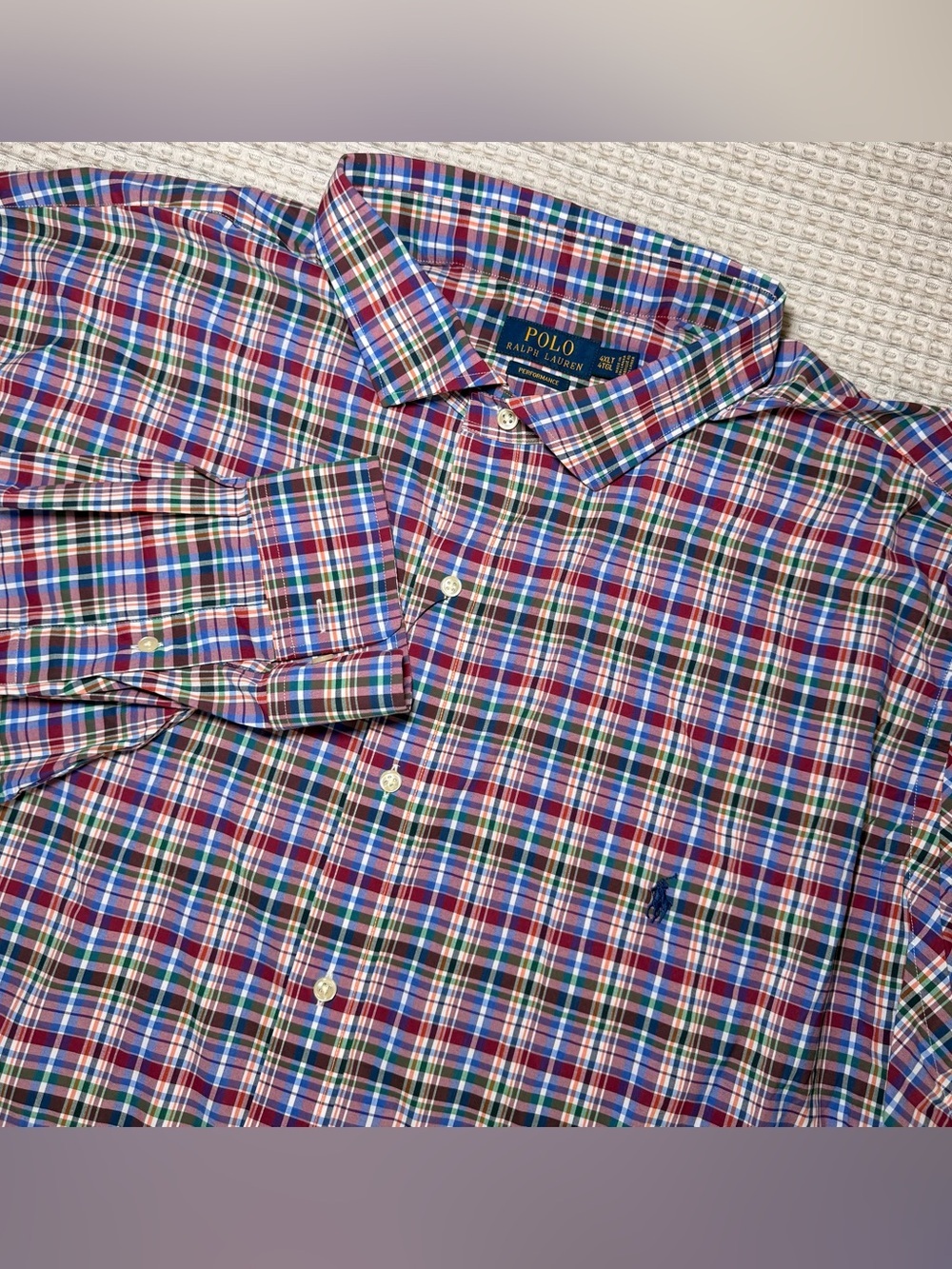 NWT Polo Ralph Lauren Performance Button Down Red Blue Plaid 4XLT Big & Tall